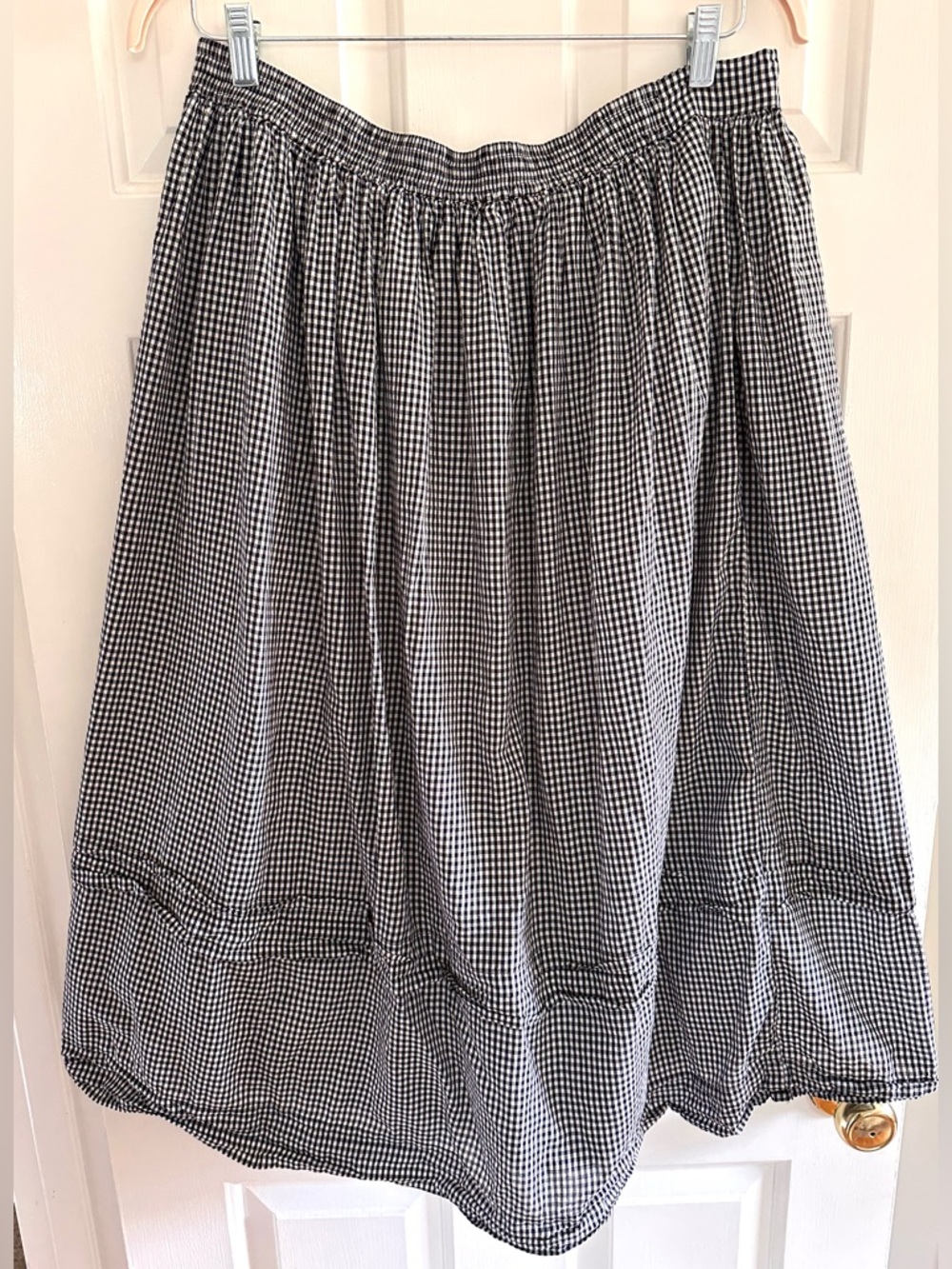 Gap x Doen Women's Black & White Gingham Midi Skirt - Size Large - Picture 3 of 6